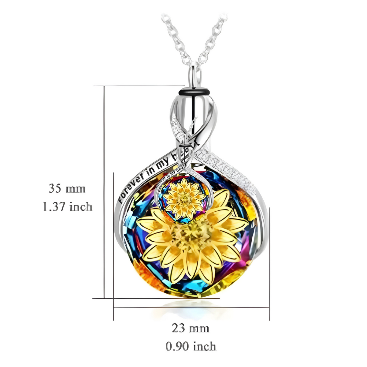 Sterling Silver Cremation Urn Necklace for Ashes with Created Mystic Topaz B97
