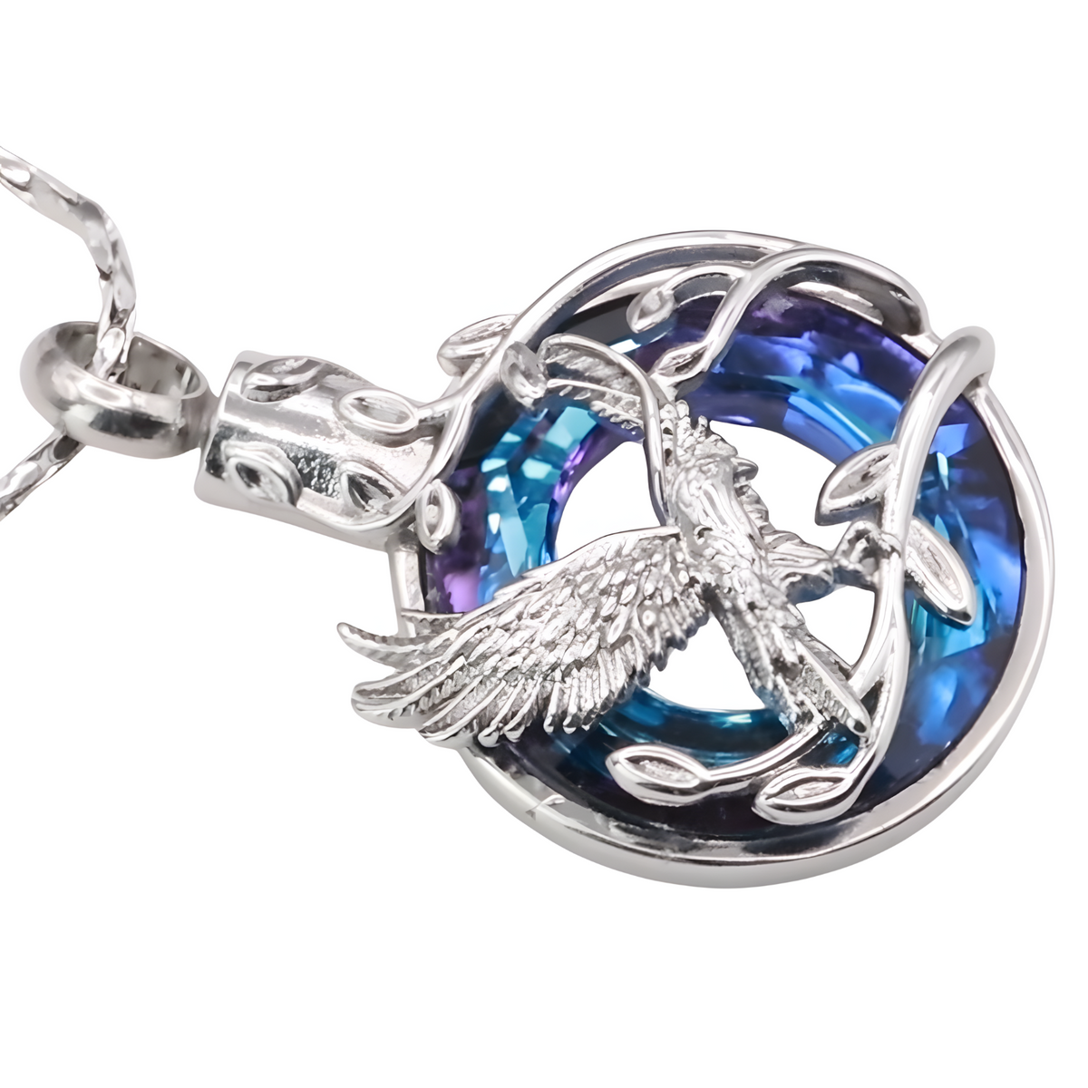 Blue Eagle Pendant Necklace Snake Chain Unisex Religious Pendant Necklace B198