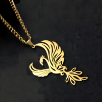Gold Plated Phoenix Necklace for Women – Zinc Alloy Animal Pendant 44×27mm 1192