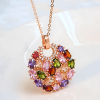 Rose Gold Plated Multicolour Cubic Zirconia Jewellery Set For Women Heart 1701