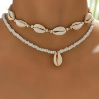 Bohemian Shell Bead Necklace for Women Vintage Multi Layered Cowrie Pendant 692