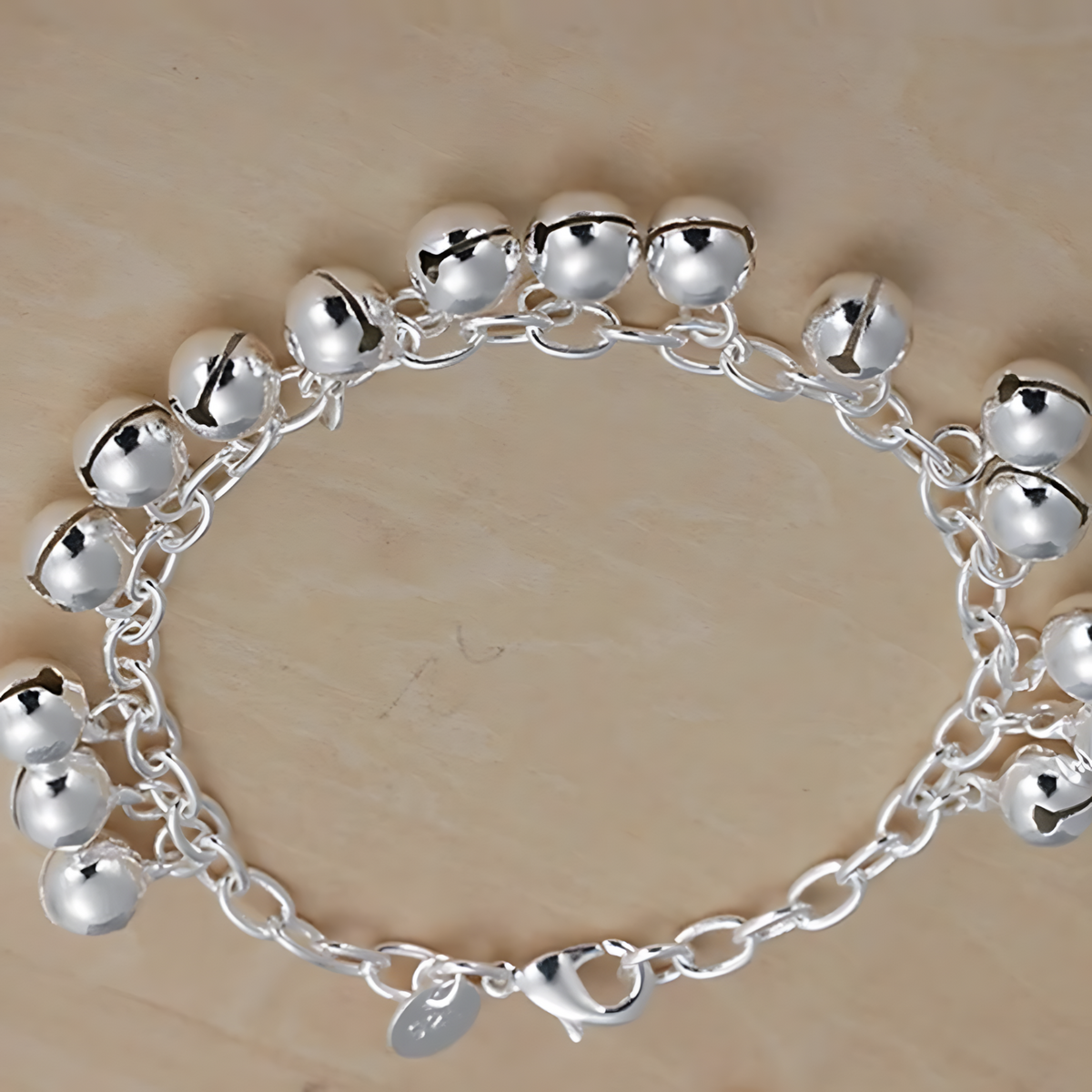 Bell Charm Bracelet for Women – Cable Link Chain, Lobster Clasp Extender 1427