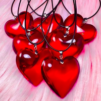 Red Heart Pendant Necklace for Women – Resin Artificial Crystal Heart Charm 1198