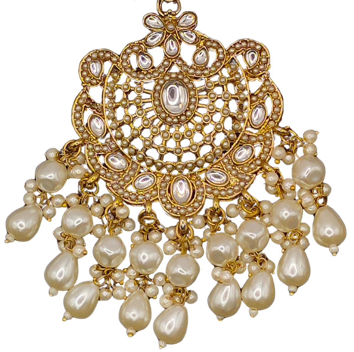 Elegant Bollywood Inspired Gold Kundan Earrings - Traditional Indian Jewelry 212