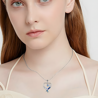 European New Mermaid Necklace Blue Crystal, Exquisite Starfish Pendant B167