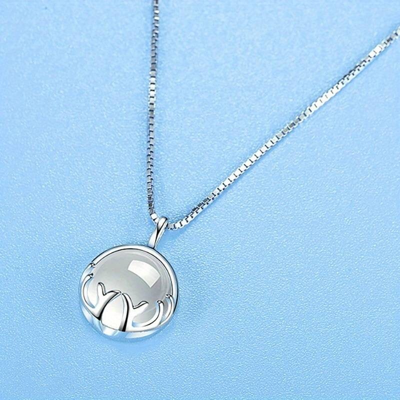 925 Silver Plated Moonstone Antler Pendant Necklace - Romantic Jewelry Gift 68