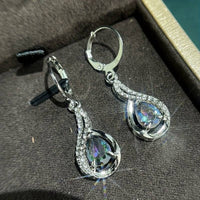 925 Water Drop Shape Hook Earrings Inlaid Water Drop Shape Synthetic Gems 35 UK