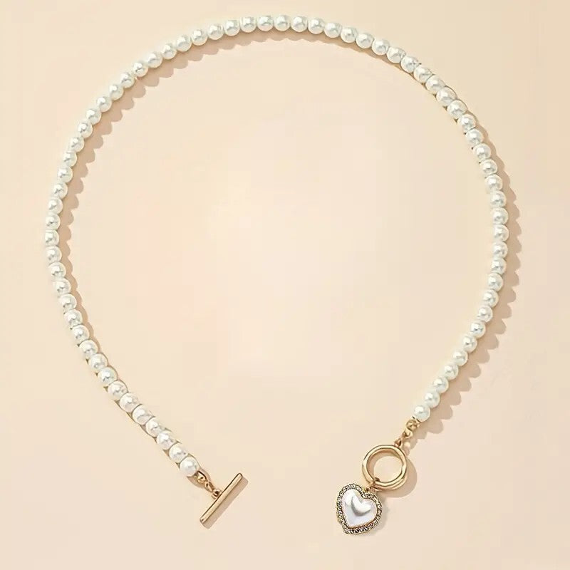 1 Pc Bracelet 1 Pc Necklace Heart Pendant OT Buckle Imitation Pearl Design 80 UK