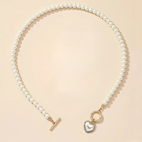 1 Pc Bracelet 1 Pc Necklace Heart Pendant OT Buckle Imitation Pearl Design 80 UK
