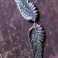 Silver Tone Angel Wings Choker Necklace Feather Design Vintage Style B48