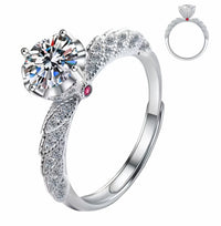Ring Round Brilliant Cut Zircon Adjustable Wedding Ring Vintage Engraved 1672