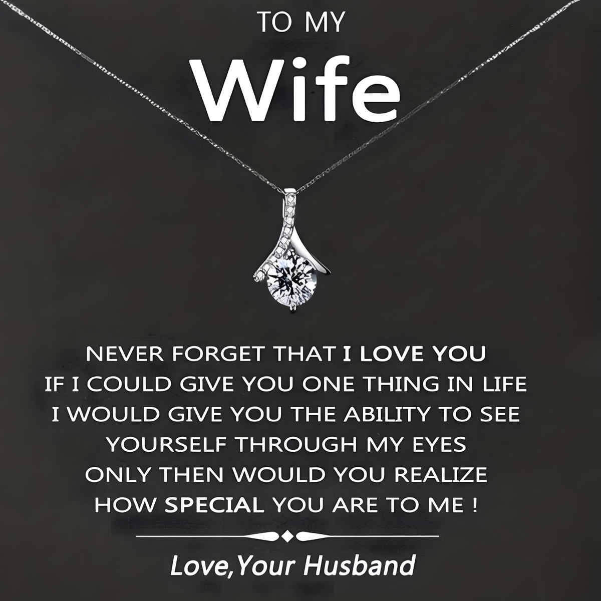 Wifey Necklace from Husband, Cubic Zirconia Heart Pendant B192  (WITHOUT BOX)