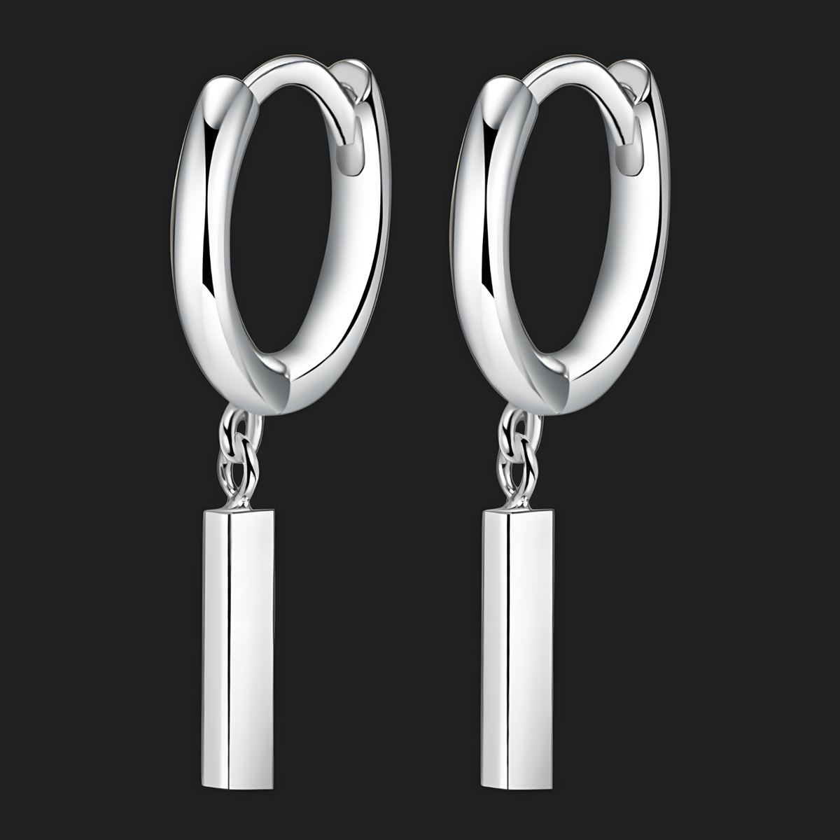 925 Silver-Plated Bar Drop Hoop Earring for Women Minimalist Dangle Earrings 917