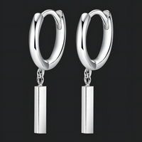 925 Silver-Plated Bar Drop Hoop Earring for Women Minimalist Dangle Earrings 917