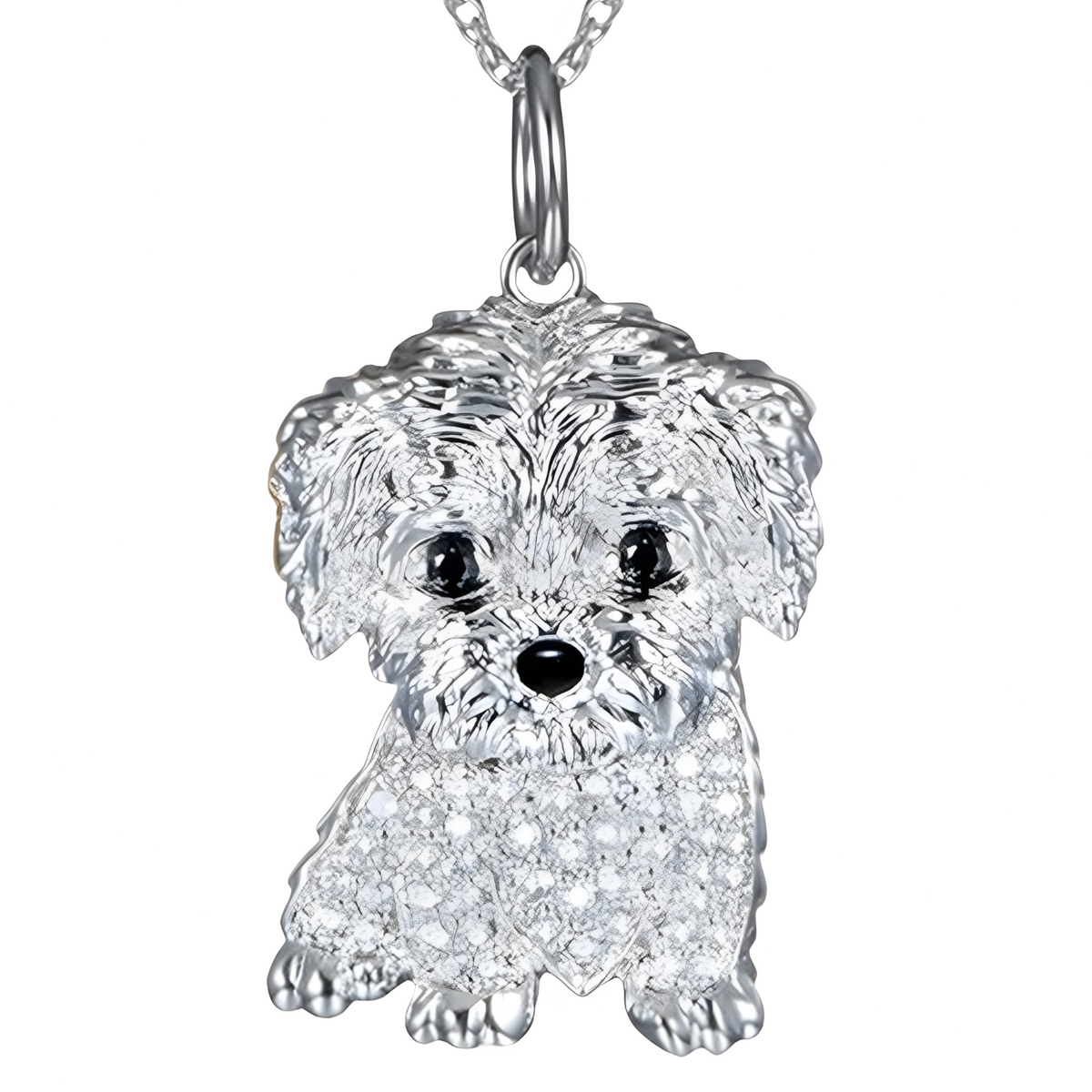 Maltese Dog Pendant Necklace – Multi-Tone Gold-Plated & Rhodium Over B248
