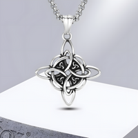 Stainless Steel Celtic Knot Pendant Necklace - Geometric Ethnic Cross Knot 1239
