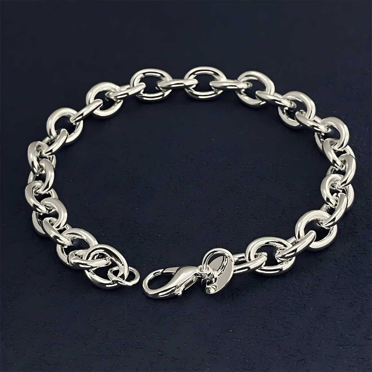 925 Sterling Chunky Chain Bracelet For Women Rolo Link Statement Bracelet 1760