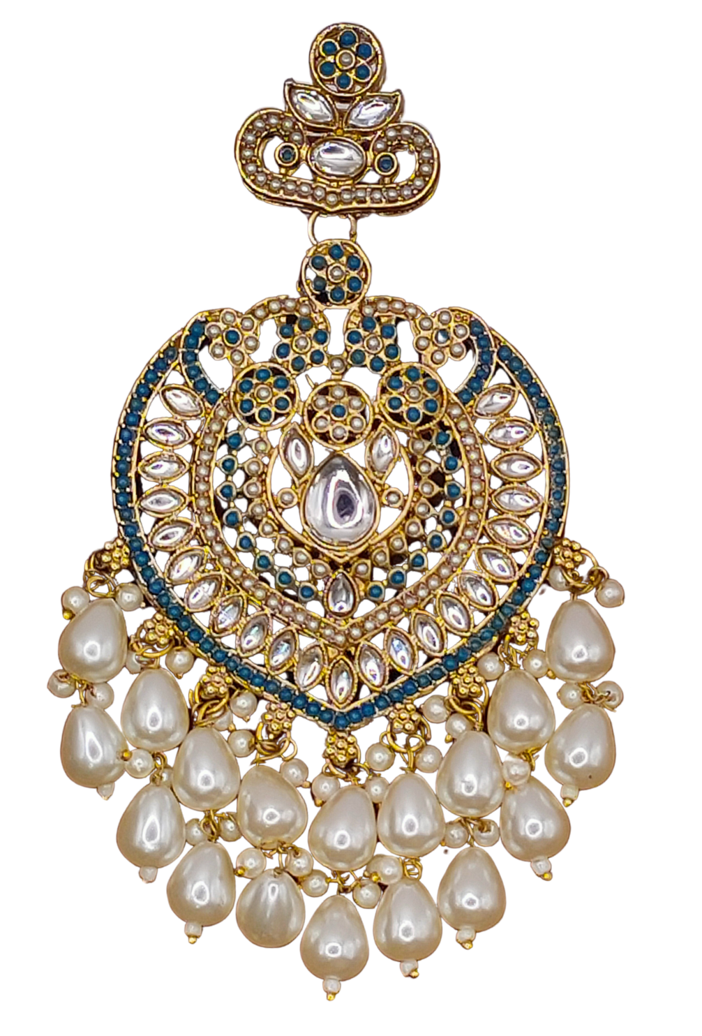 Elegant Bollywood Inspired Gold Kundan Earrings - Traditional Indian Jewelry 228