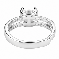 Adjustable Wedding Ring Double Pavé Band Statement Ring Diamond Look Luxury 1666