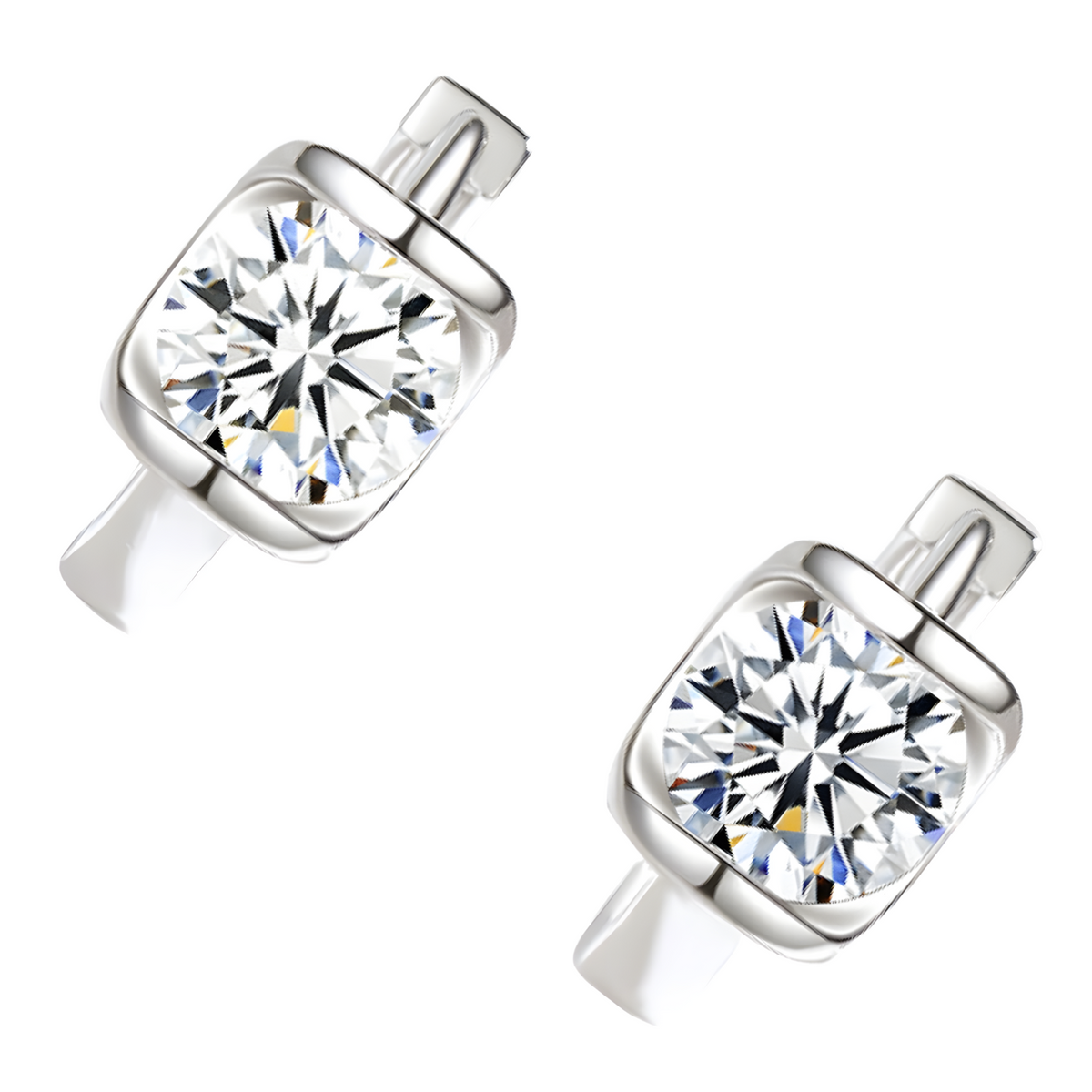 925 Silver-Plated Alloy - Geometric Round CZ Hoop Earrings for Women 953