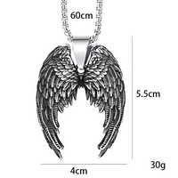 Angel Wing Pendant Necklace For Men - Silver Colour Feather Wing Chain 1787