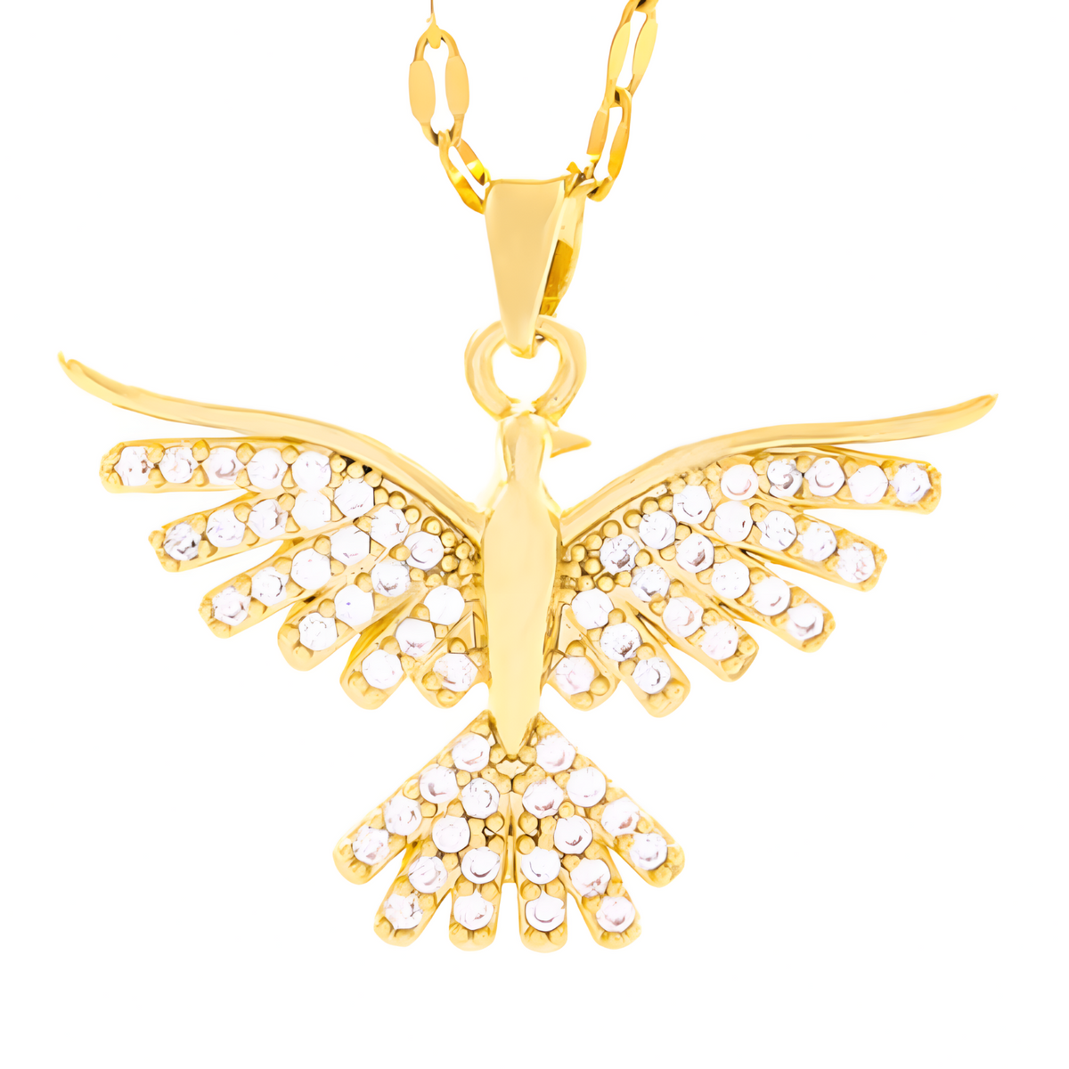 Vintage Phoenix Bird Pendant Necklace Adjustable 40-45CM Chain CZ Crystal 1481