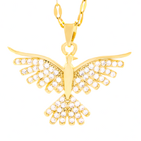 Vintage Phoenix Bird Pendant Necklace Adjustable 40-45CM Chain CZ Crystal 1481