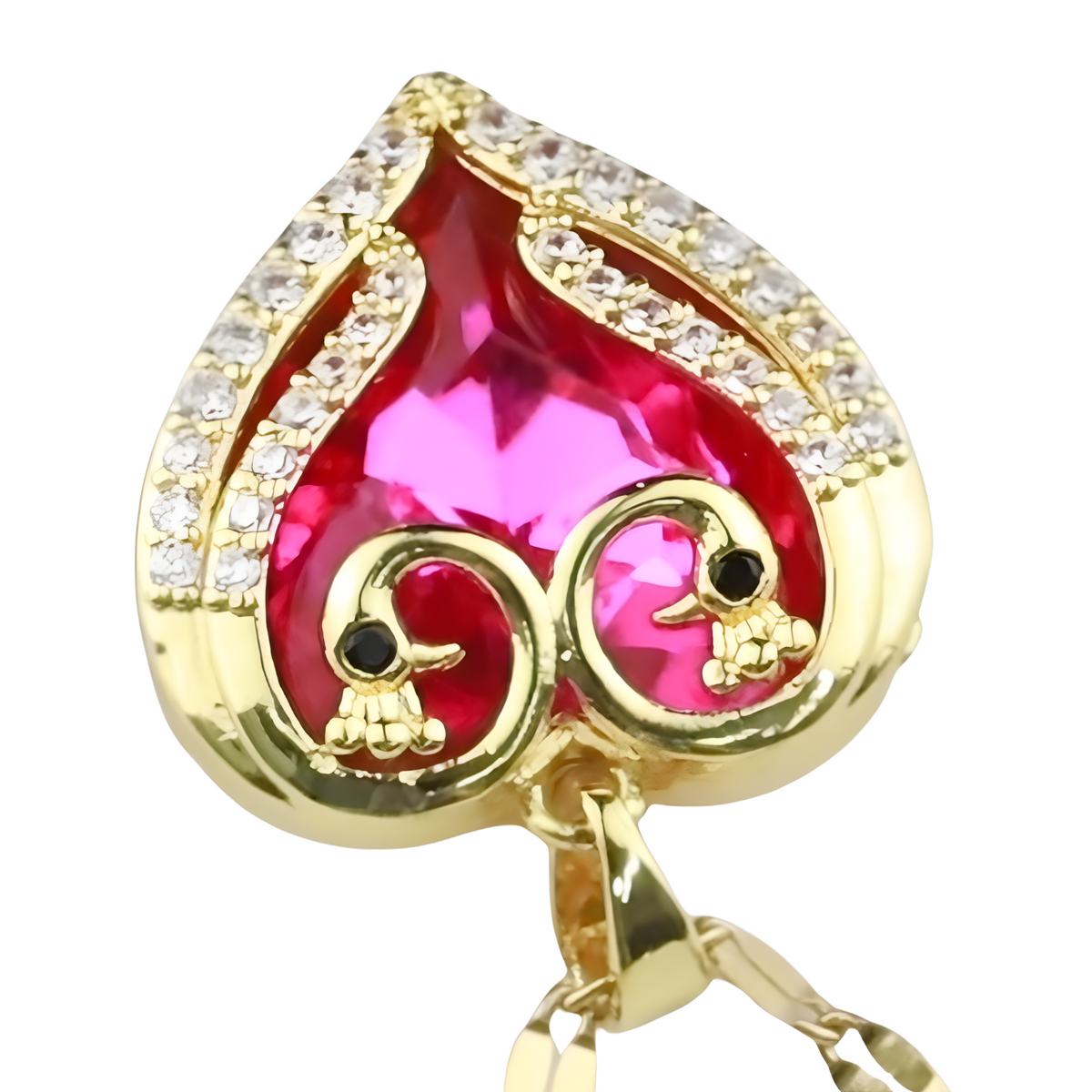 Womens Multi Color Crystal Heart Pendant Necklace 18K Gold Inlaid Zircon 1311