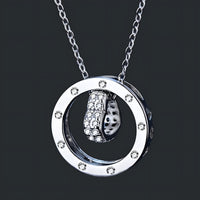 Sterling Silver Heart Circle Pendant Necklace Women Real 925 Silver Chain 282