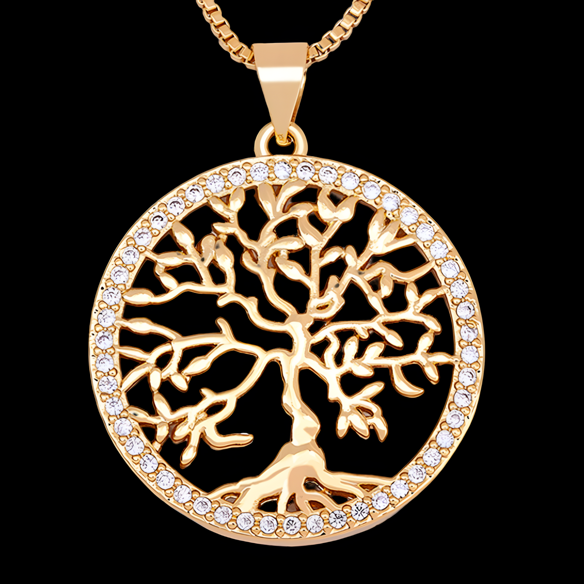 Unified Jewellery Gold Tone Tree of Life Necklace Crystal Pendant Women B64
