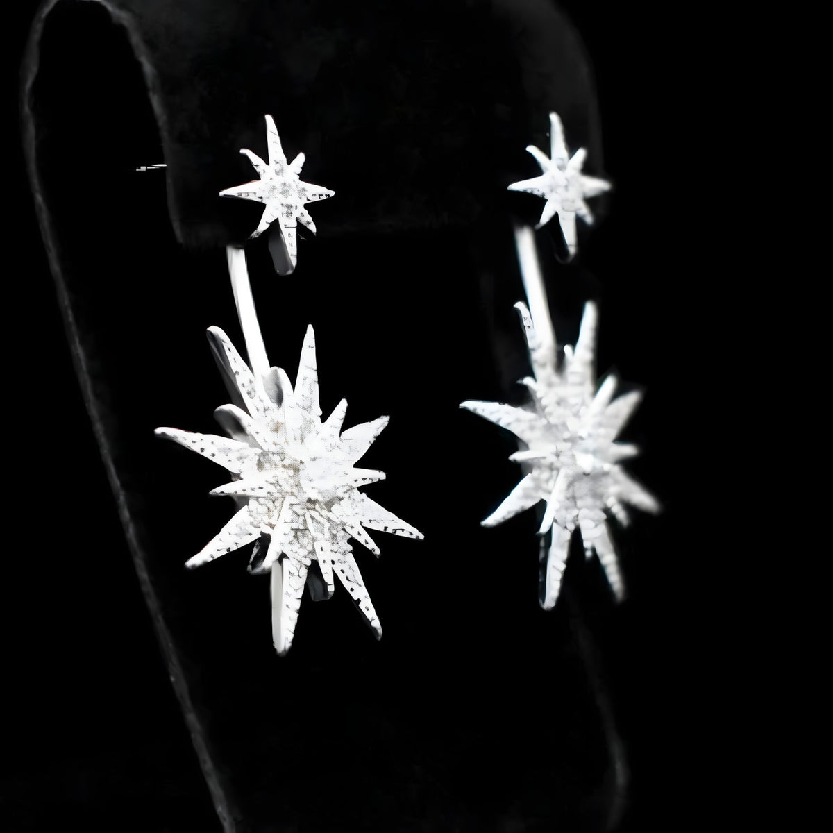 Sterling Silver Star Drop Earrings with Cubic Zirconia Dangle Earrings 342