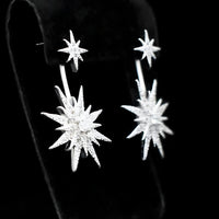 Sterling Silver Star Drop Earrings with Cubic Zirconia Dangle Earrings 342