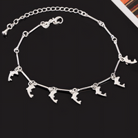 Dolphin Charm Bracelet, Adjustable Bar Link Chain Bracelet, Ocean Animal 1801