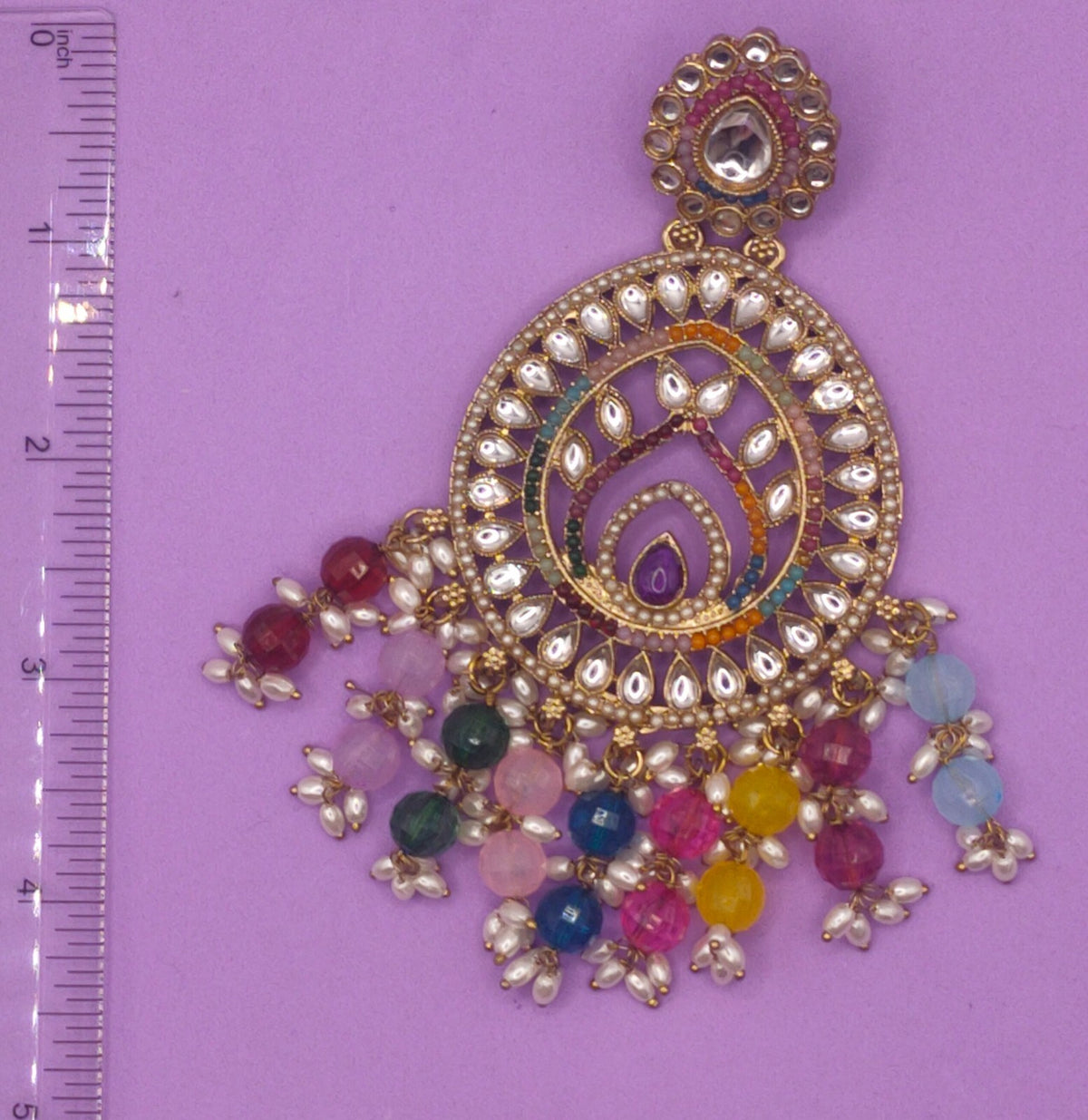 Elegant Bollywood Inspired Gold Kundan Earrings - Traditional Indian Jewelry 185