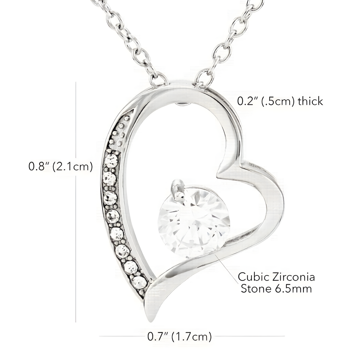 Mom Heart Necklace White Golden Plated Cubic Zirconia B188 Wcard (NO BOX)