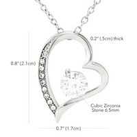 Mom Heart Necklace White Golden Plated Cubic Zirconia B188 Wcard (NO BOX)