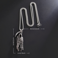 Unified Jewellery Grim Reaper Scythe Pendant Necklace 60cm Chain Gothic 6cm 1892