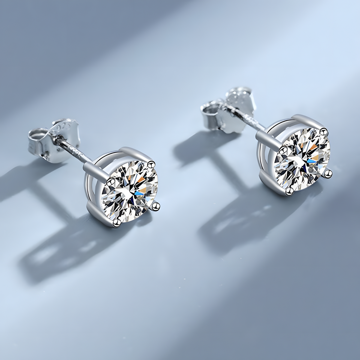 Classic Round Stud Earrings for Women – Sparkling Cubic Zirconia Solitaire 1008