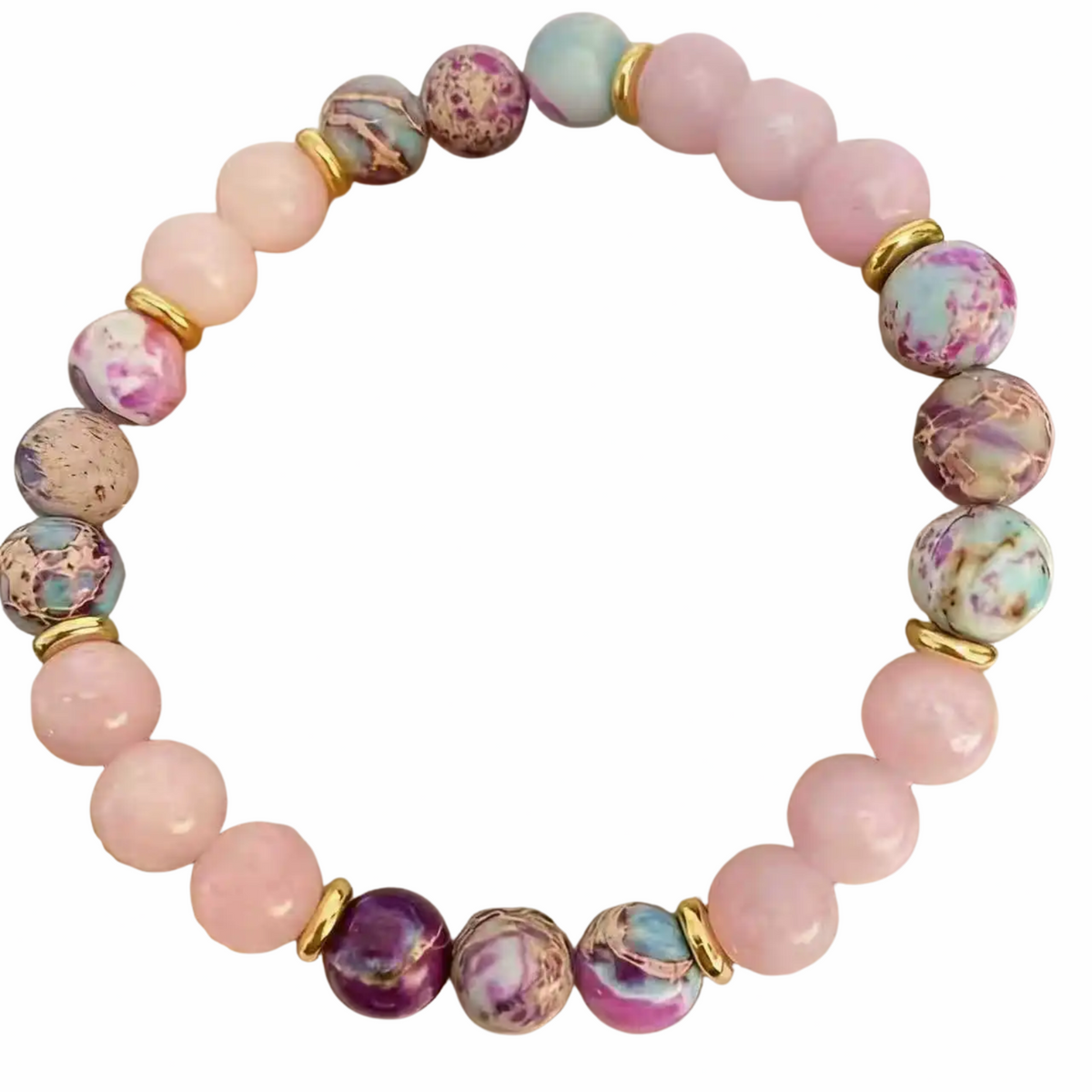 Love Natural Quartz Jasper Stones Gold Plated Alloy 19cm Stretch Fashion 1401
