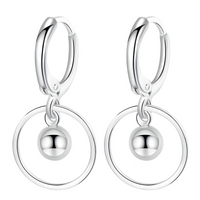 925 Silver-Plated Circle Drop Earrings for Women – Geometric Hoop Dangle 1035