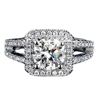 Elegant Cushion Cut Halo Engagement Ring for Women Sparkling Crystal 496