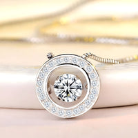 925 Sterling Silver Jewelry Round Zircon Pendants Necklaces Women Fine Semi 267