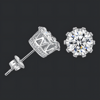 Silver Colour Cubic Zirconia Stud Earrings for Women– TRENDY Round White CZ 1049