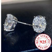 Women's Oval Zirconia Stud Earrings, Copper Alloy Female Jewelry, Elegant 515