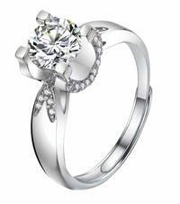 Adjustable Wedding Ring Hidden Halo Split Band Pavé Statement Ring Diamond 1669
