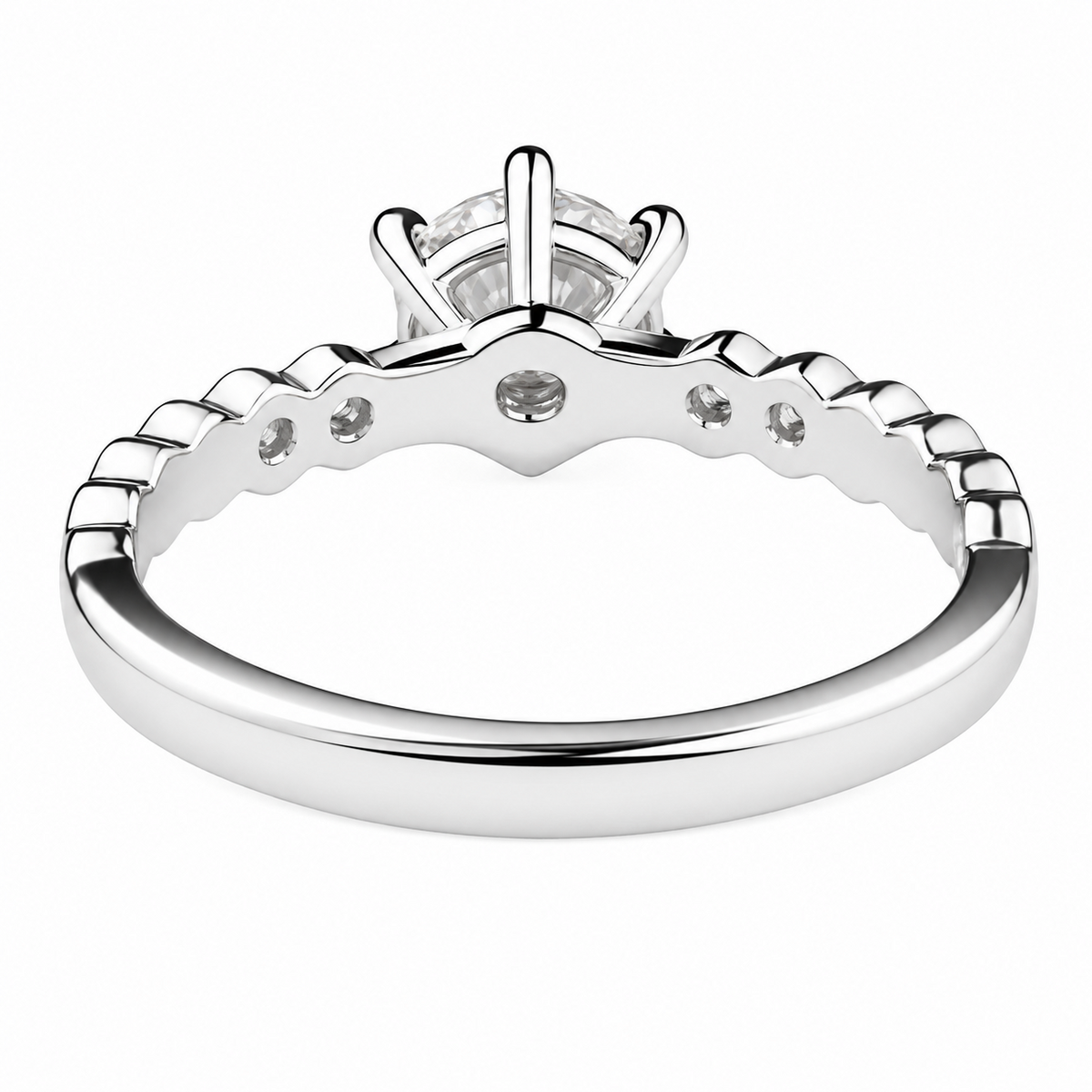 Elegant Adjustable Solitaire Ring, Round Brilliant Zircon Bridal Promise 1631