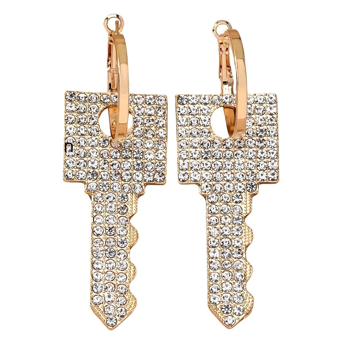 Gold Key Drop Earrings Women – Sparkling Rhinestone Crystal Dangle Earrings 770