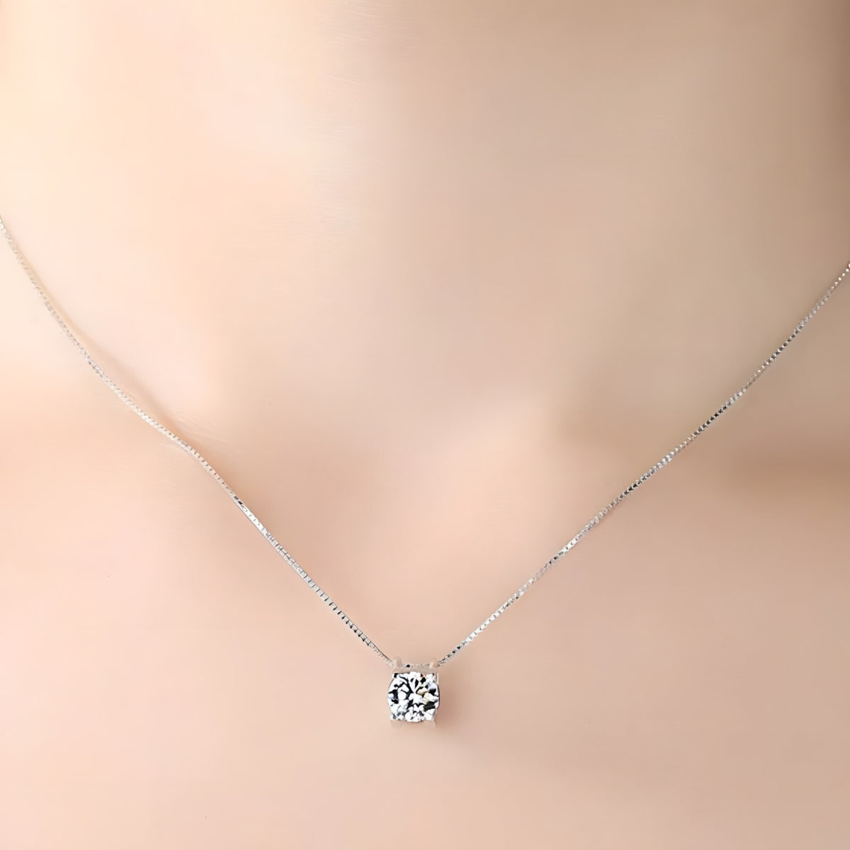 925 Sterling Silver Necklace Round Cubic Zirconia Pendant, Women's Jewellery 272
