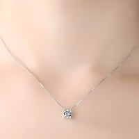 925 Sterling Silver Necklace Round Cubic Zirconia Pendant, Women's Jewellery 272
