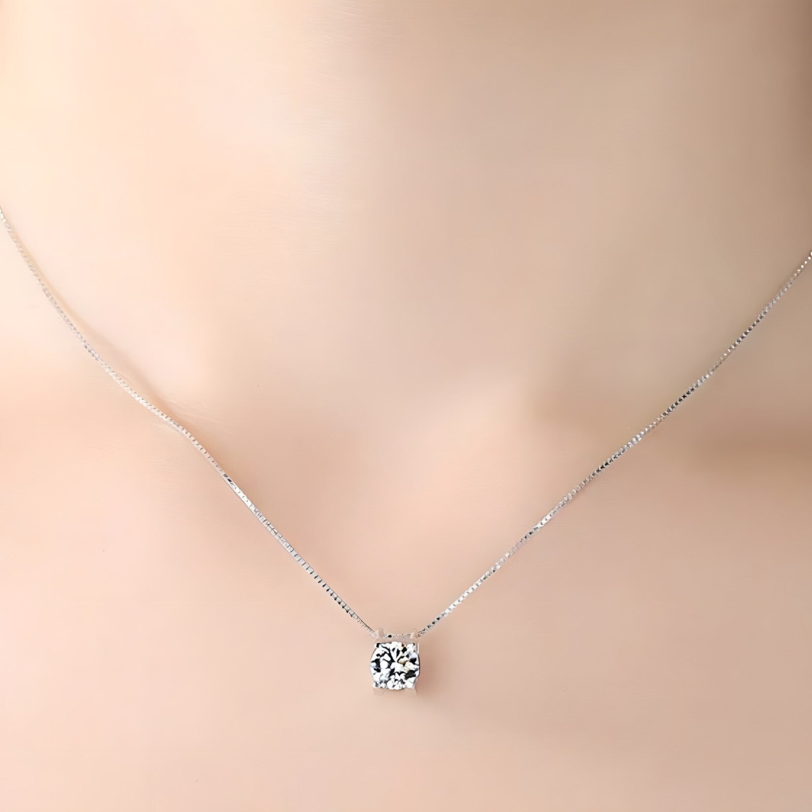 925 Sterling Silver Necklace Round Cubic Zirconia Pendant, Women's Jewellery 272